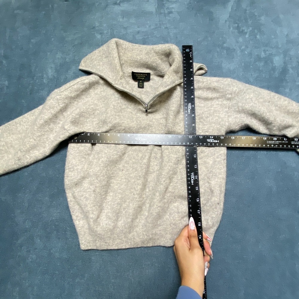 Charter Club Cashmere Sweater Womens Medium Gray Long Sleeve Winter Quarter Zip - Picture 6 of 13